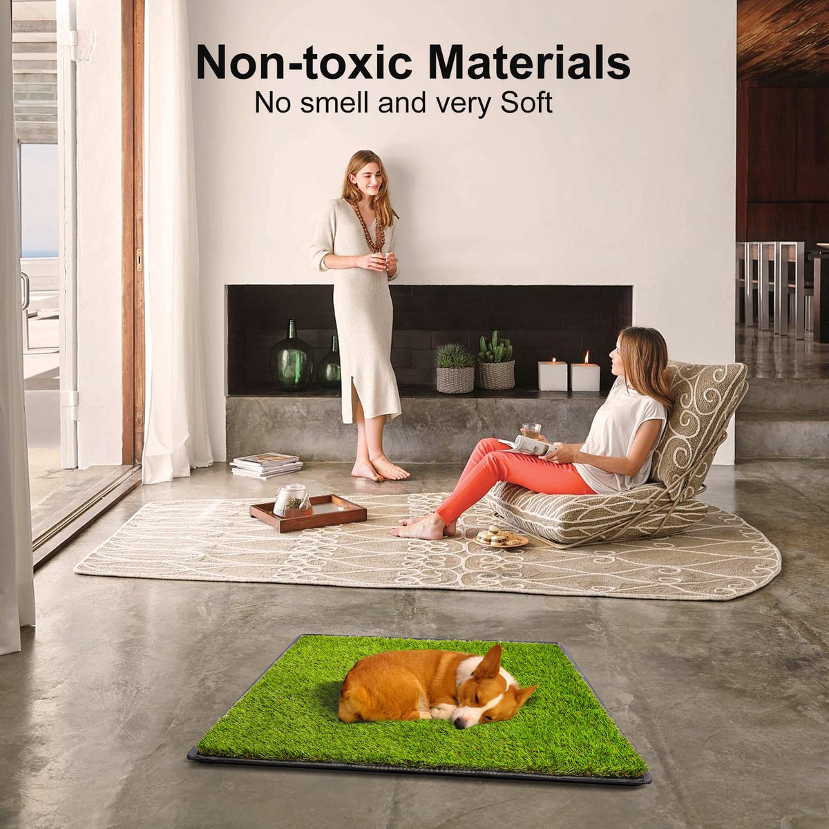 Dog Grass Pad with Tray 40''X27.5'' Artificial Turf Potty N297906