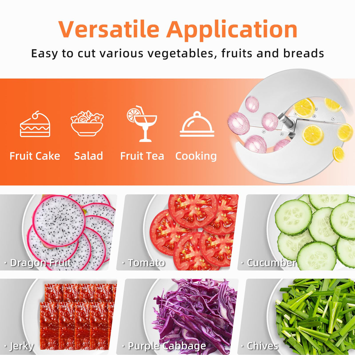 Electric Vegetable Slicer, Stainless Steel 2 IN 1 Manual & Electric Food Slicer M518581