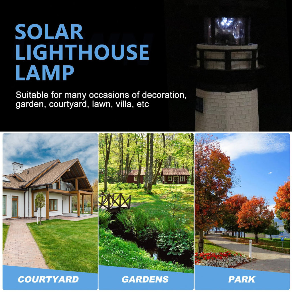 Solar Powered Lighthouse Resin LED Light L140
