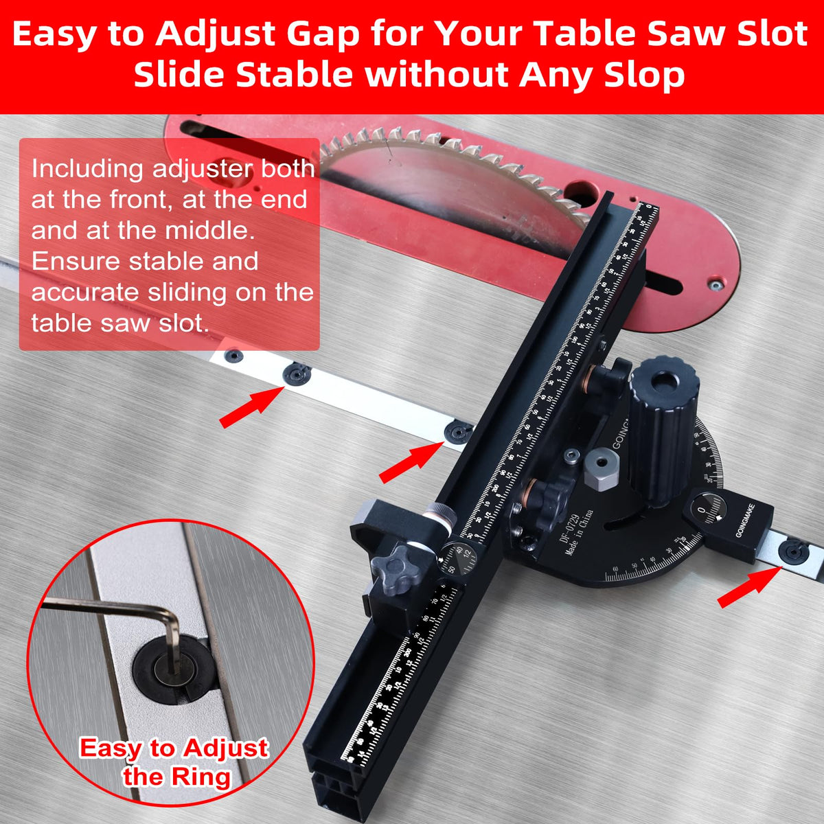 Compact Table Saw Miter Gauge with 14 Inch Fence C902899