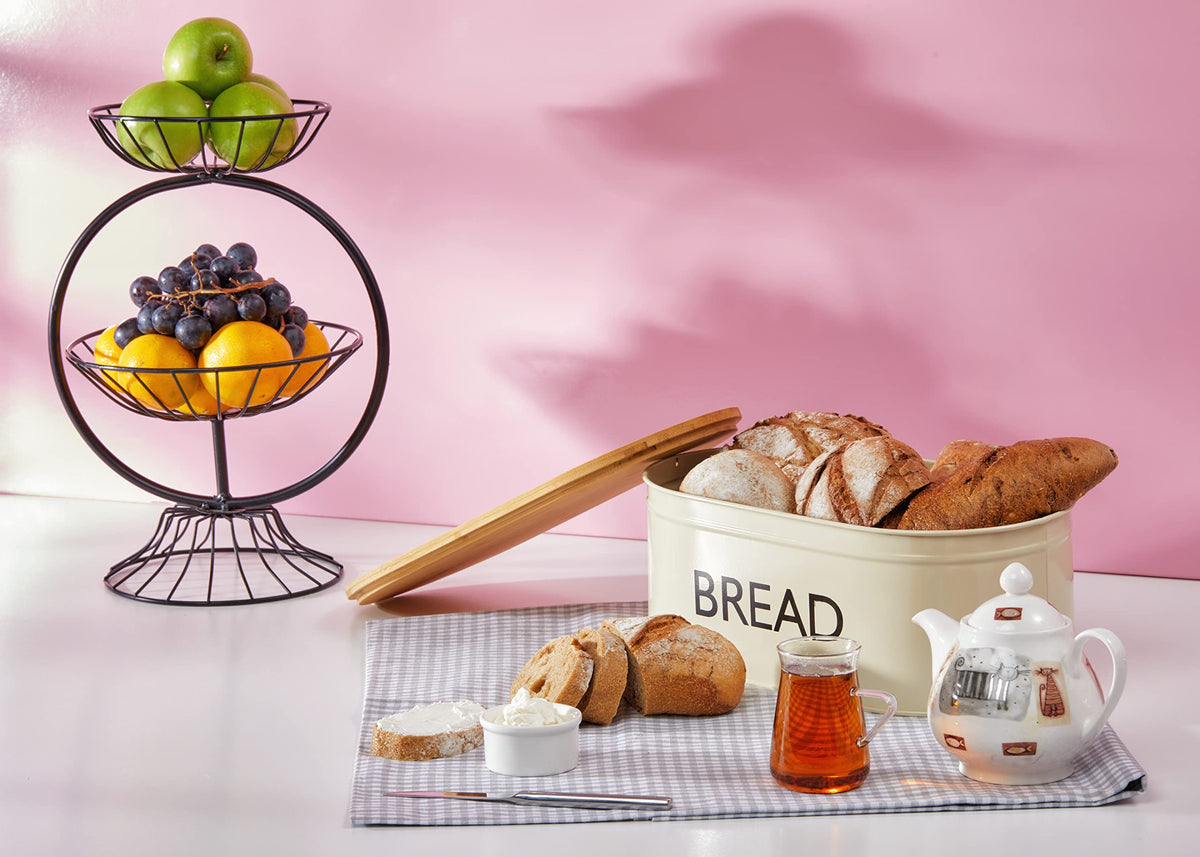 Metal Bread Box with Bamboo Lid R807199