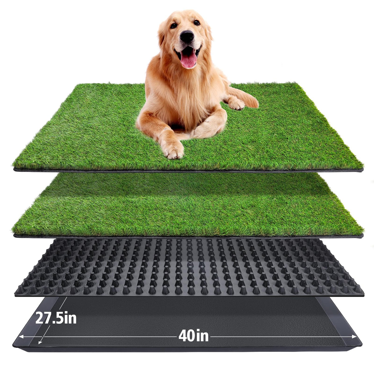 Dog Grass Pad with Tray 40''X27.5'' Artificial Turf Potty N297906