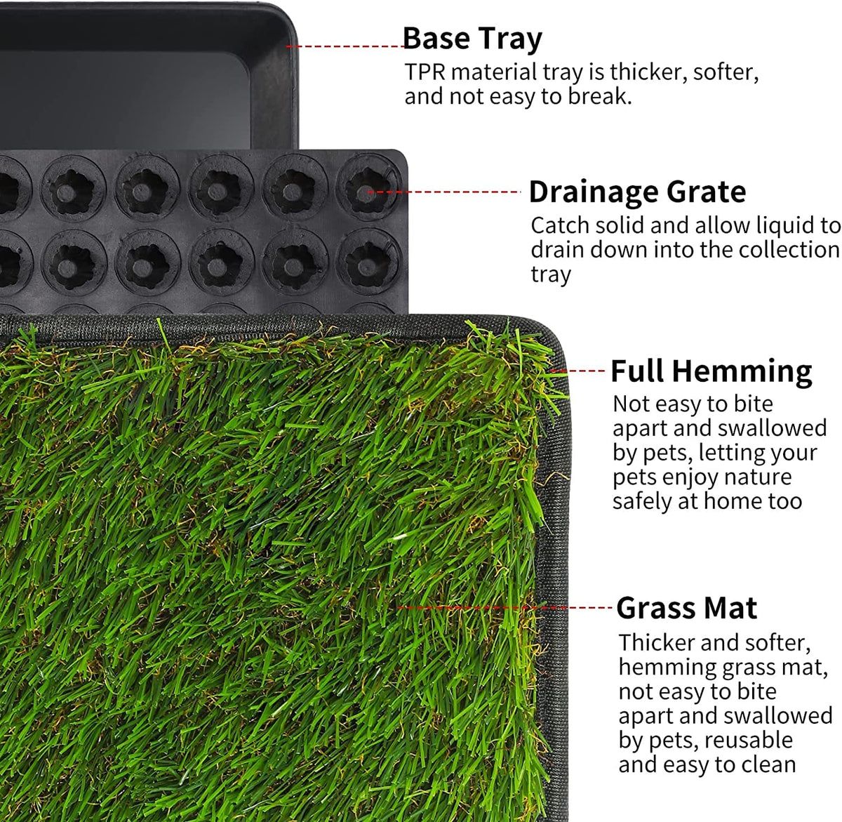Dog Grass Pad with Tray 40''X27.5'' Artificial Turf Potty N297906