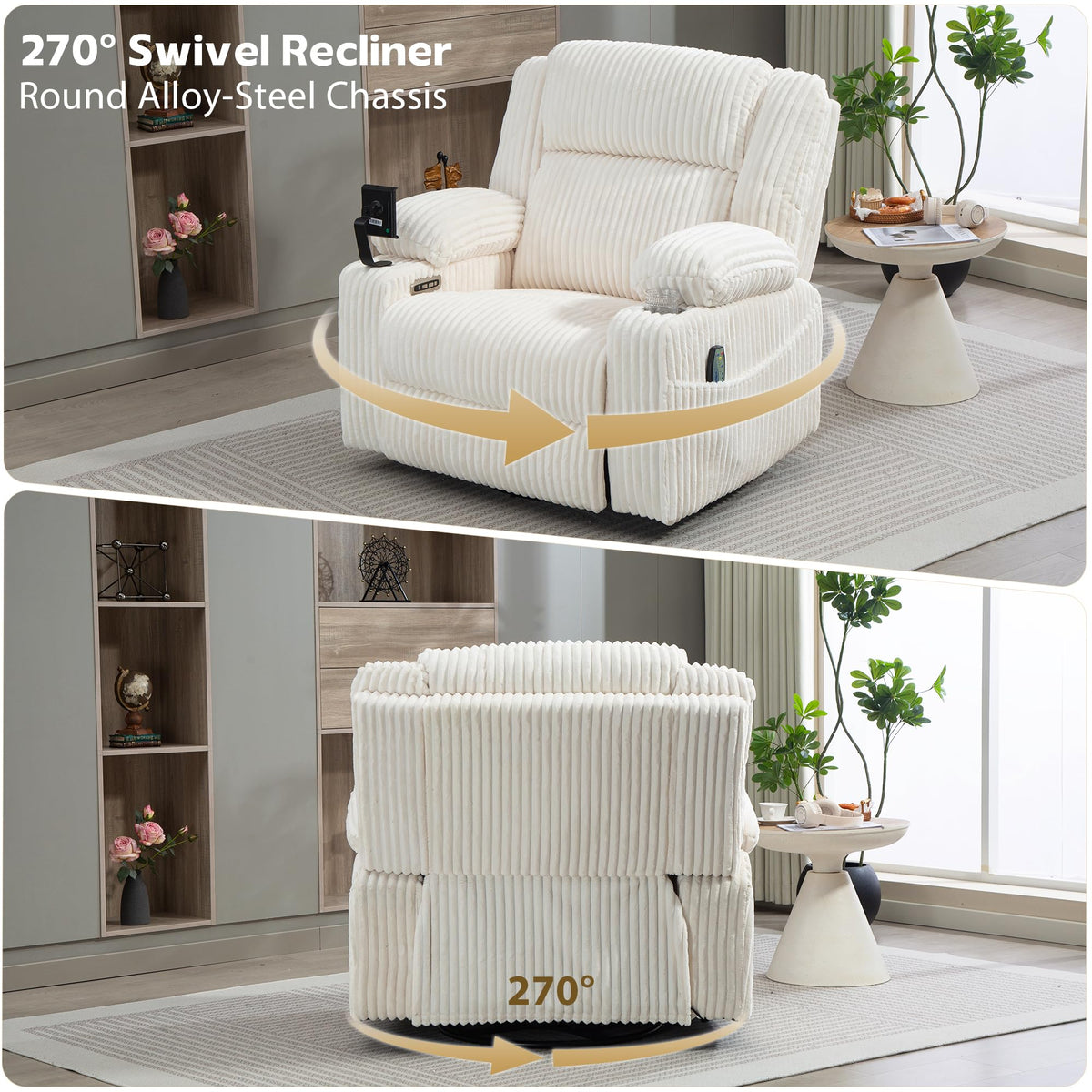 Power Swivel Rocker Recliner with Adjustable Headrest V848323