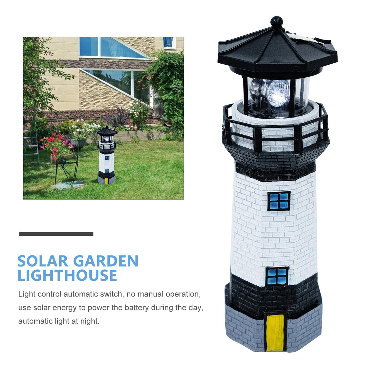 Solar Powered Lighthouse Resin LED Light L140