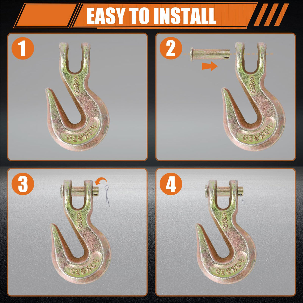 3/8" Grade 70 Clevis Grab Hooks, 10 Pack X451164