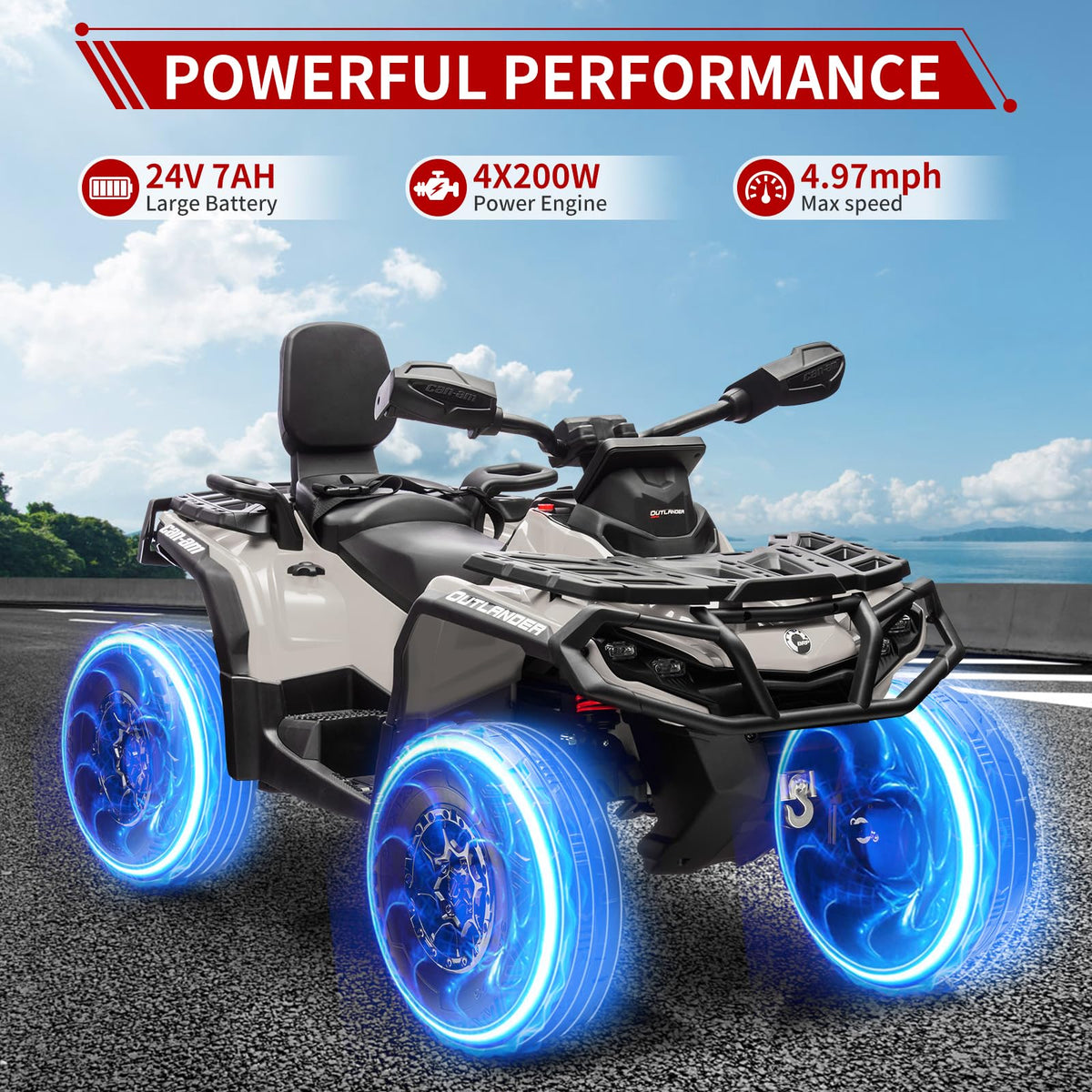 24V 2 Seater 4WD Electric ATV Toy Car with Bluetooth U680