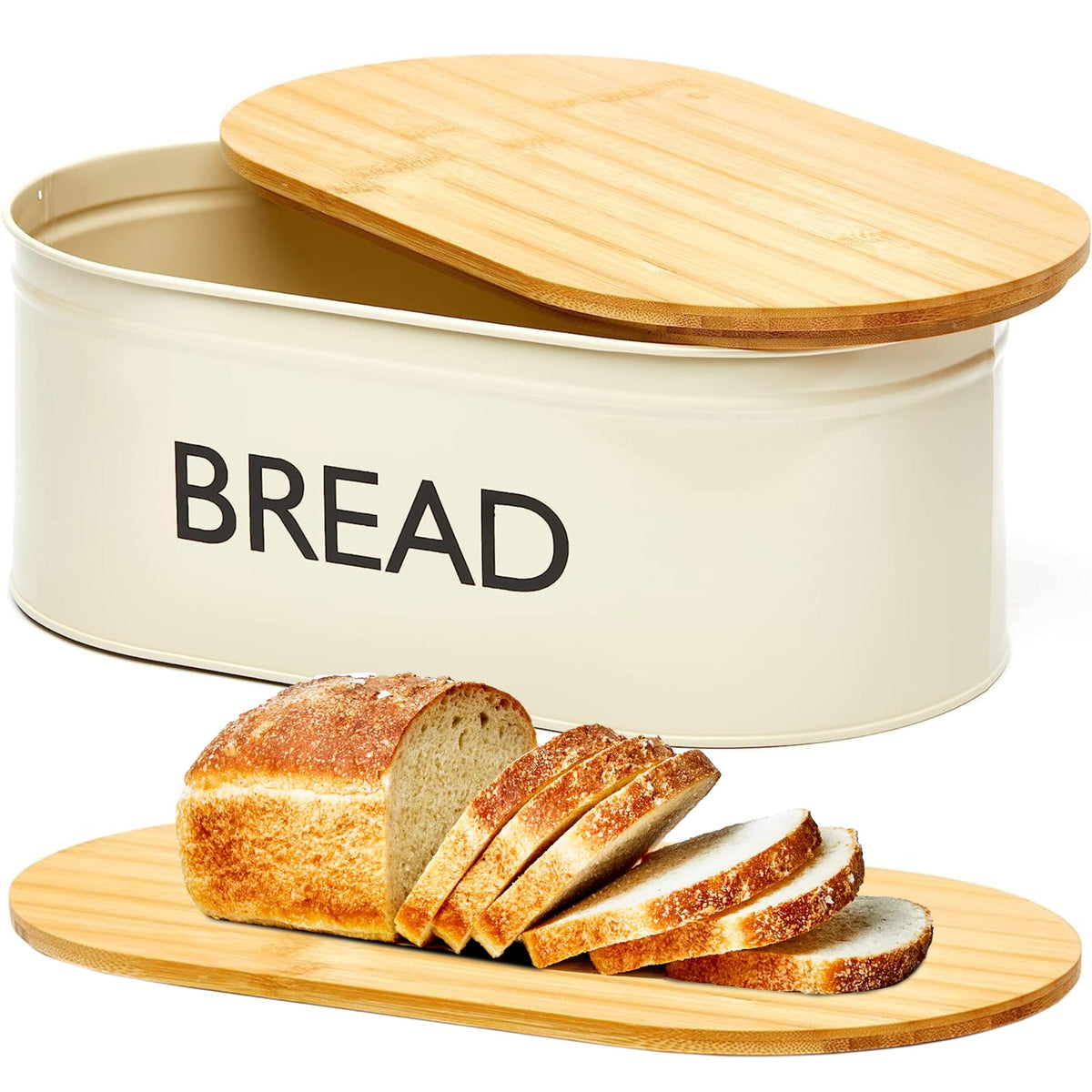 Metal Bread Box with Bamboo Lid R807199