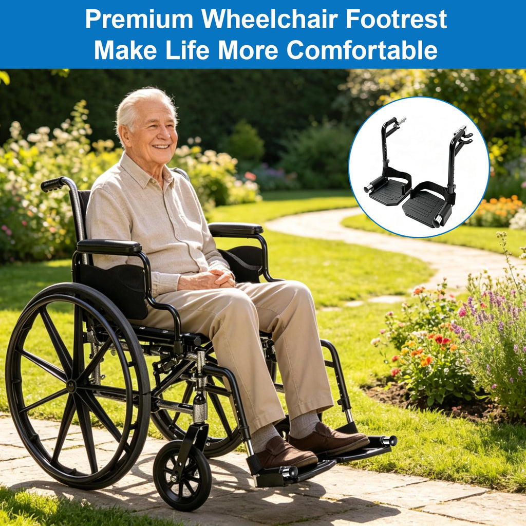 Black Wheelchair Footrest Replacement with Heel Loop G48055