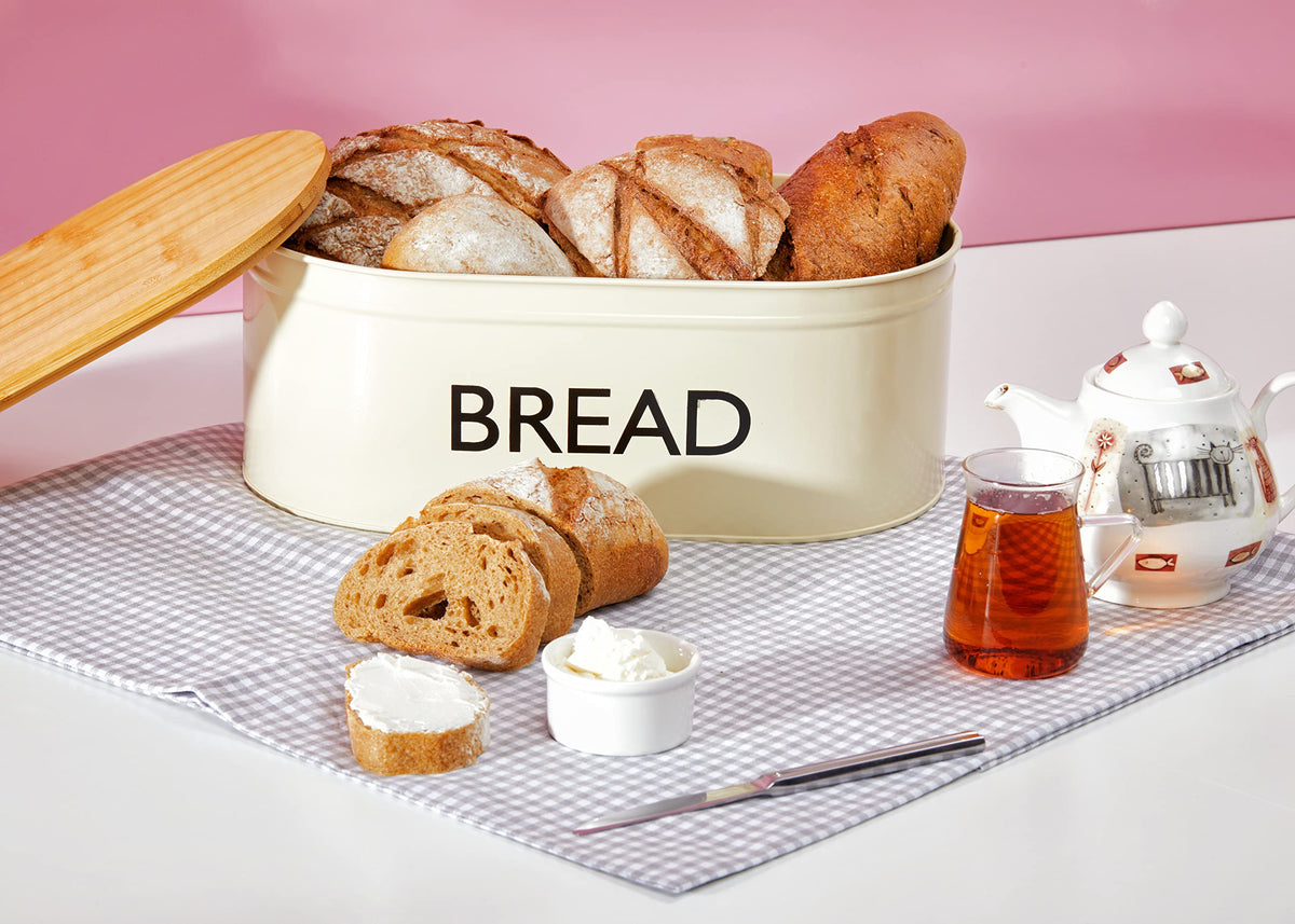 Metal Bread Box with Bamboo Lid R807199
