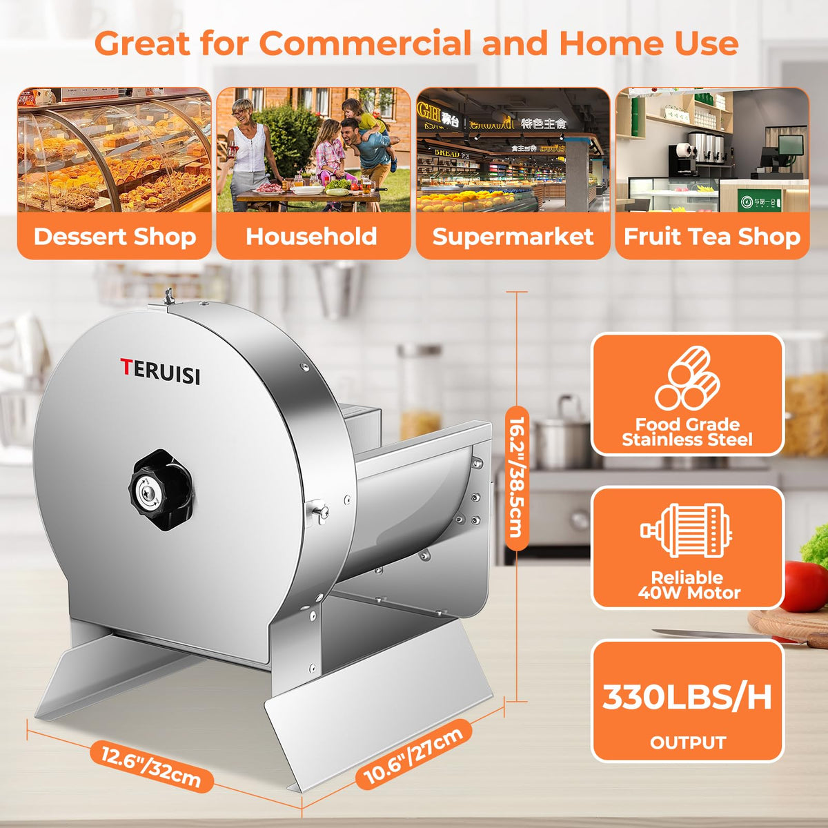 Electric Vegetable Slicer, Stainless Steel 2 IN 1 Manual & Electric Food Slicer M518581
