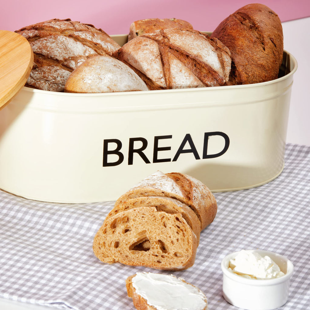 Metal Bread Box with Bamboo Lid R807199