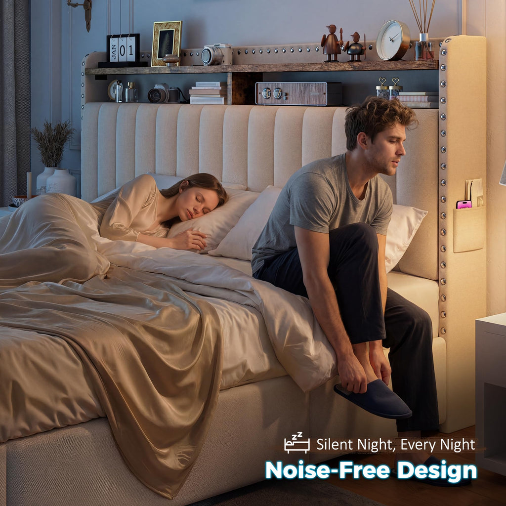Queen Bed Frame with 3 Storage Drawers & Headboard U657854