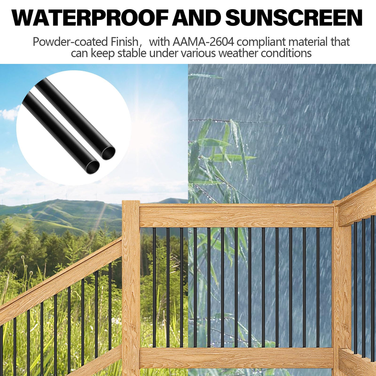 101 Pack 36" Round Black Aluminum Deck Balusters S44976