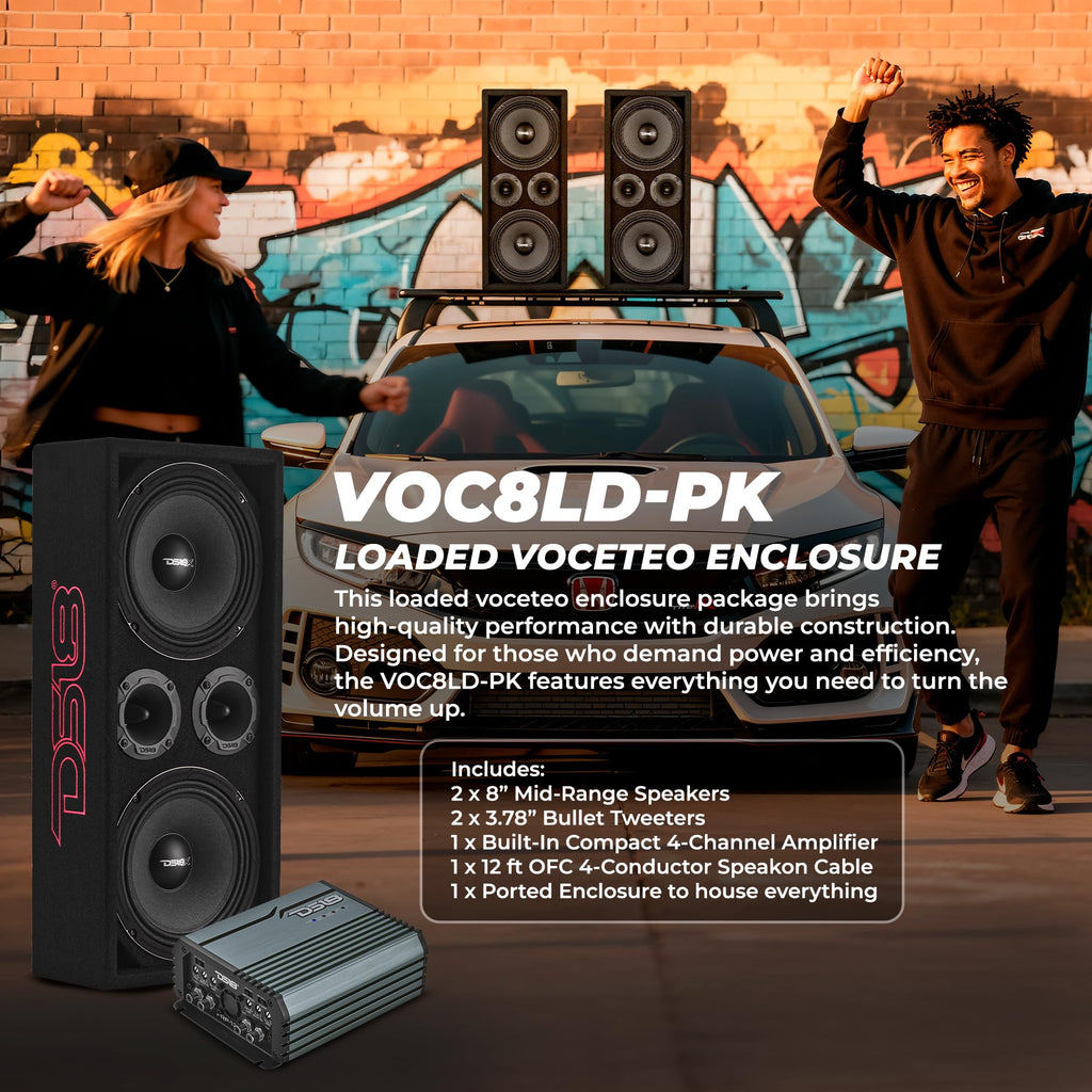 Ported Speaker Box with Dual 8" Mids, Tweeters & Amplifier C92396