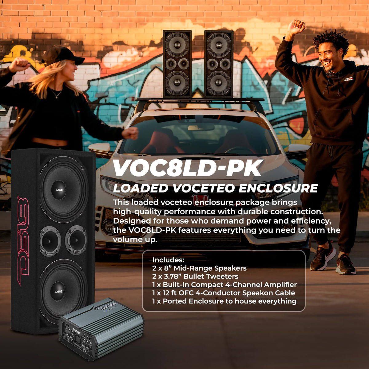 Ported Speaker Box with Dual 8" Mids, Tweeters & Amplifier C92396