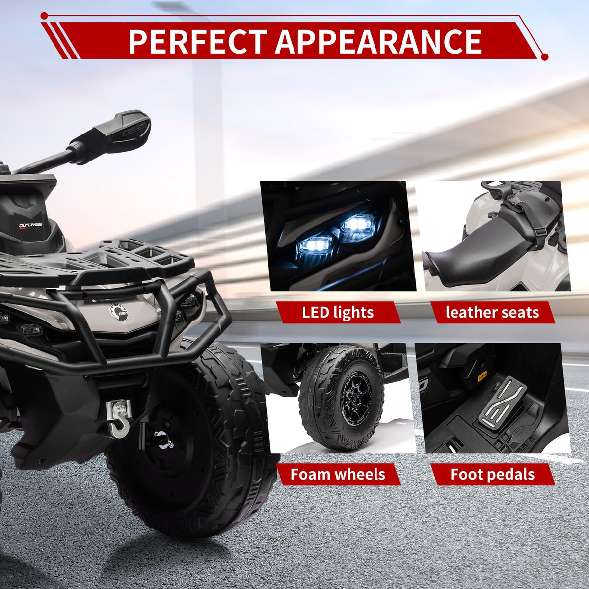 24V 2 Seater 4WD Electric ATV Toy Car with Bluetooth U680