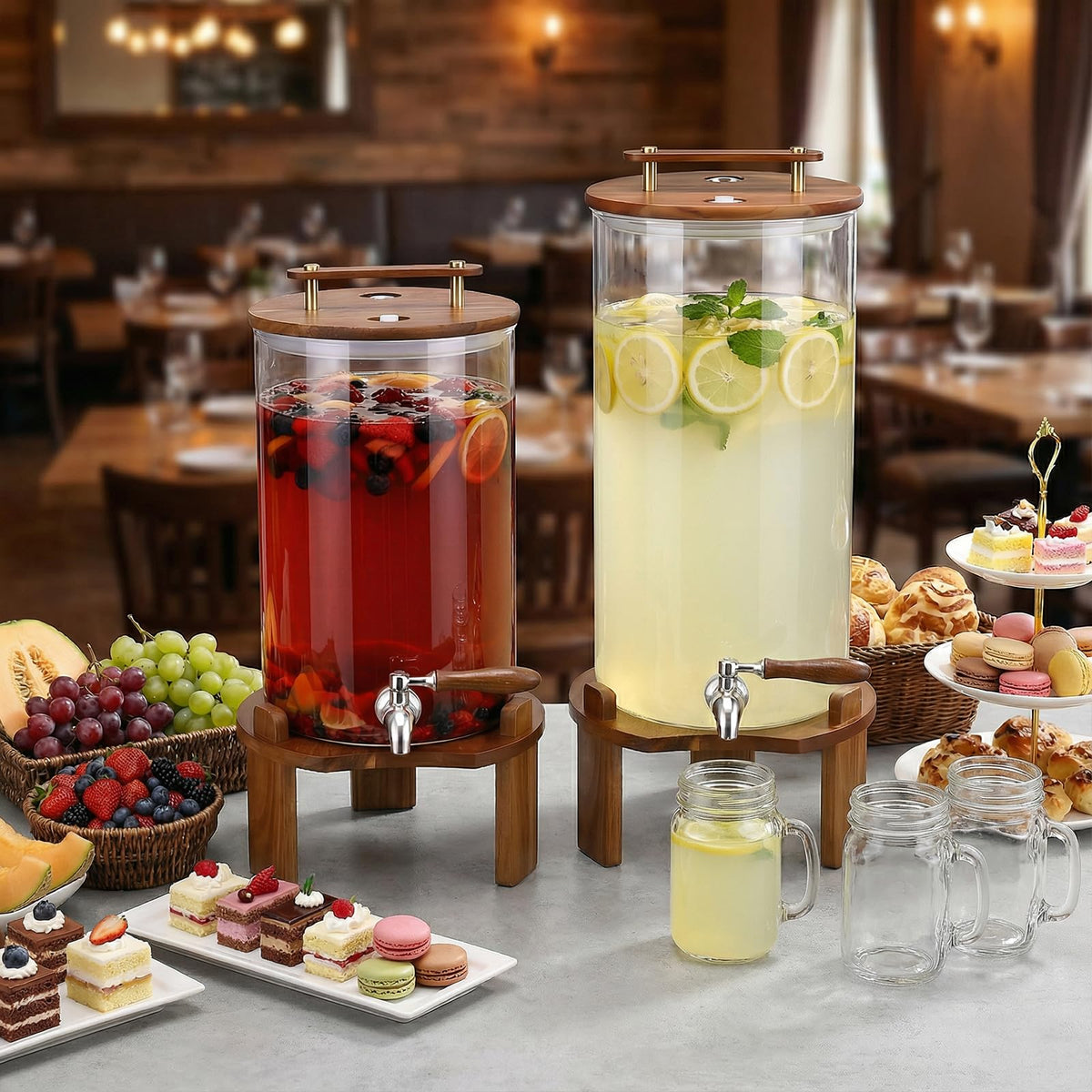 2.1 Gallon Glass Beverage Dispenser with Stand and Stainless Steel Spigot J7757