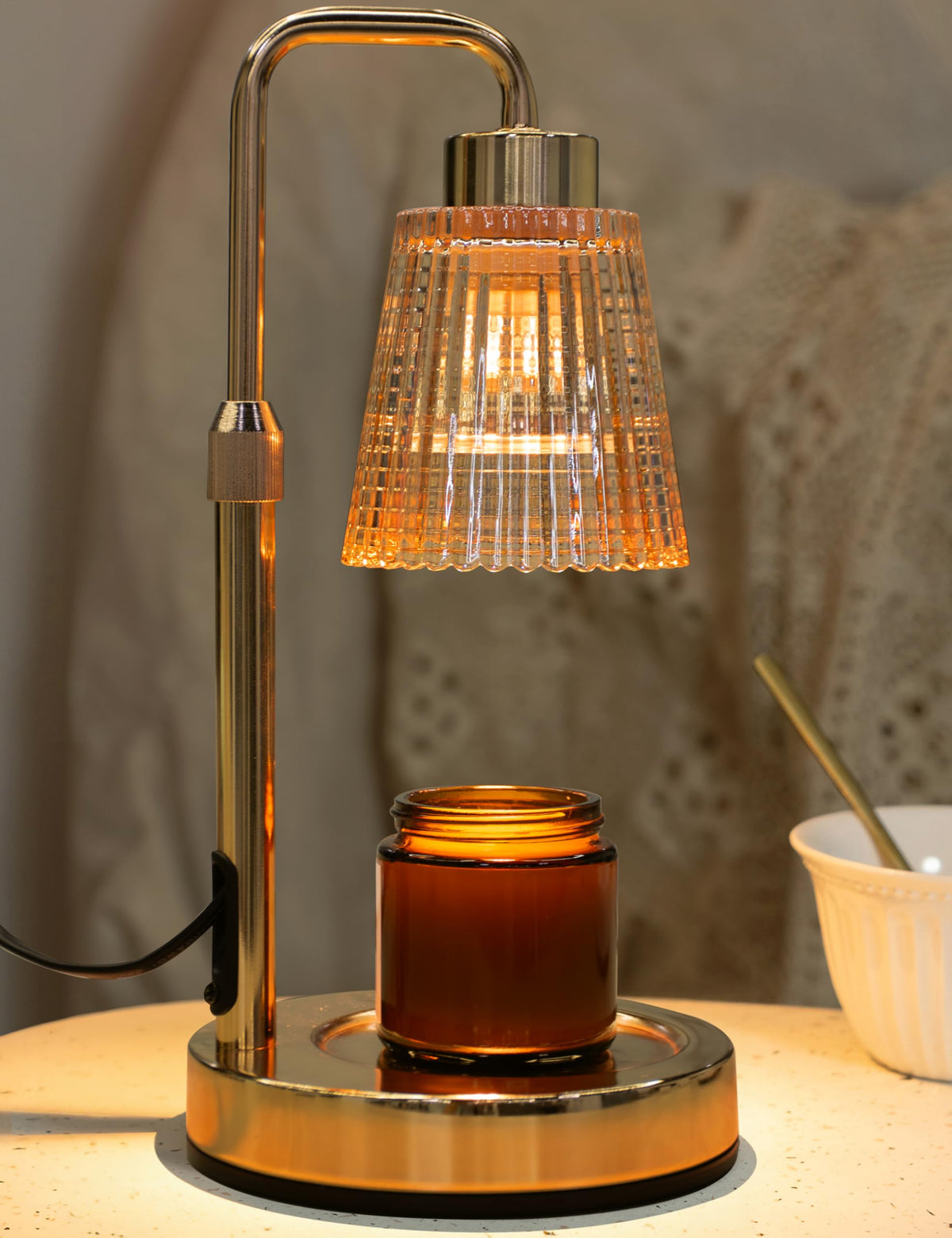 Gold Candle Warmer Lamp with Timer, Dimmable Wax Melt Warmer W888916