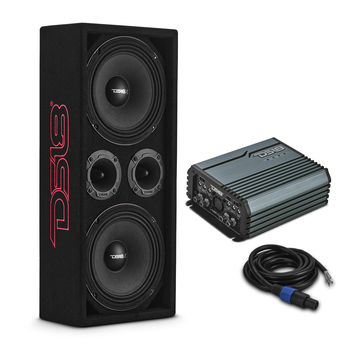 Ported Speaker Box with Dual 8" Mids, Tweeters & Amplifier C92396