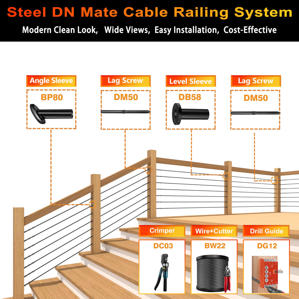 Black Stainless Steel Cable for Railing 220FT 1/8" T316 Wire Rope A3569