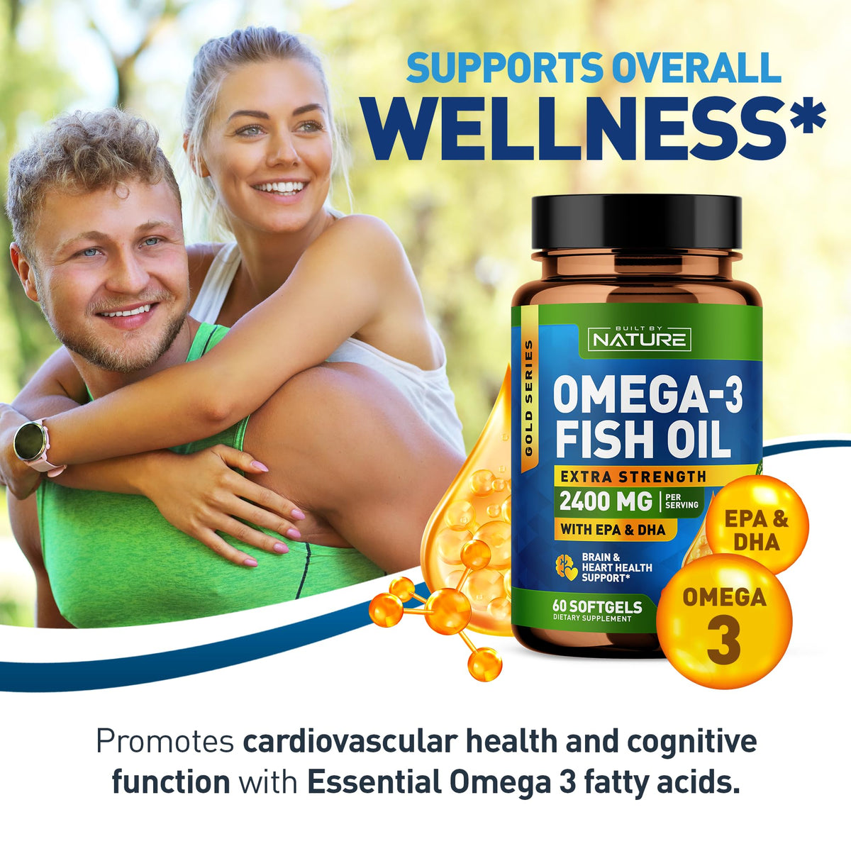 Omega 3 Fish Oil Soft Gels 2400 mg 60 Softgels S983503