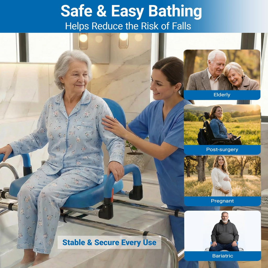Sliding Shower Chair Tub Transfer Bench with 360° Swivel Seat K917822