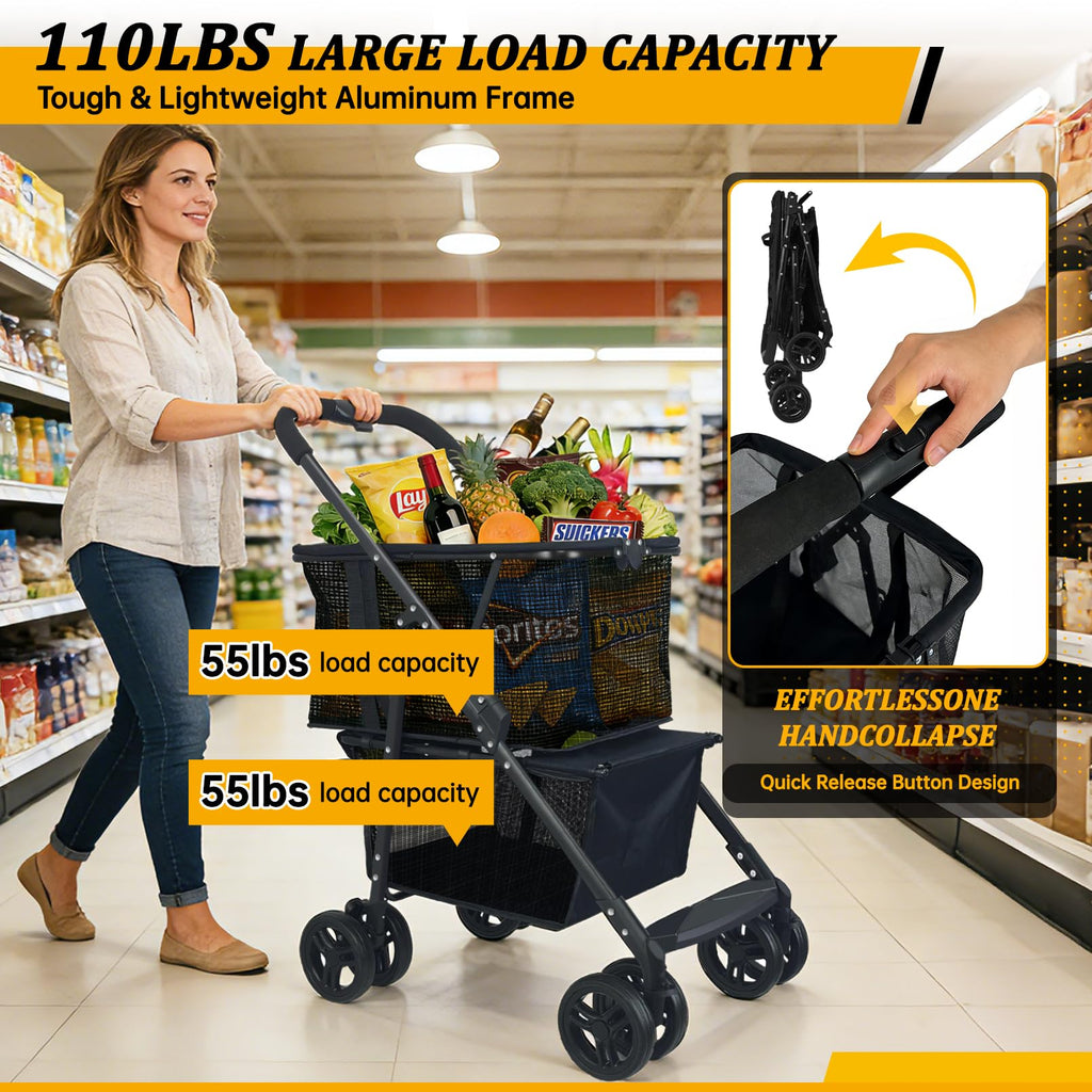 2-in-1 Folding Shopping Cart & Pet Stroller D5000