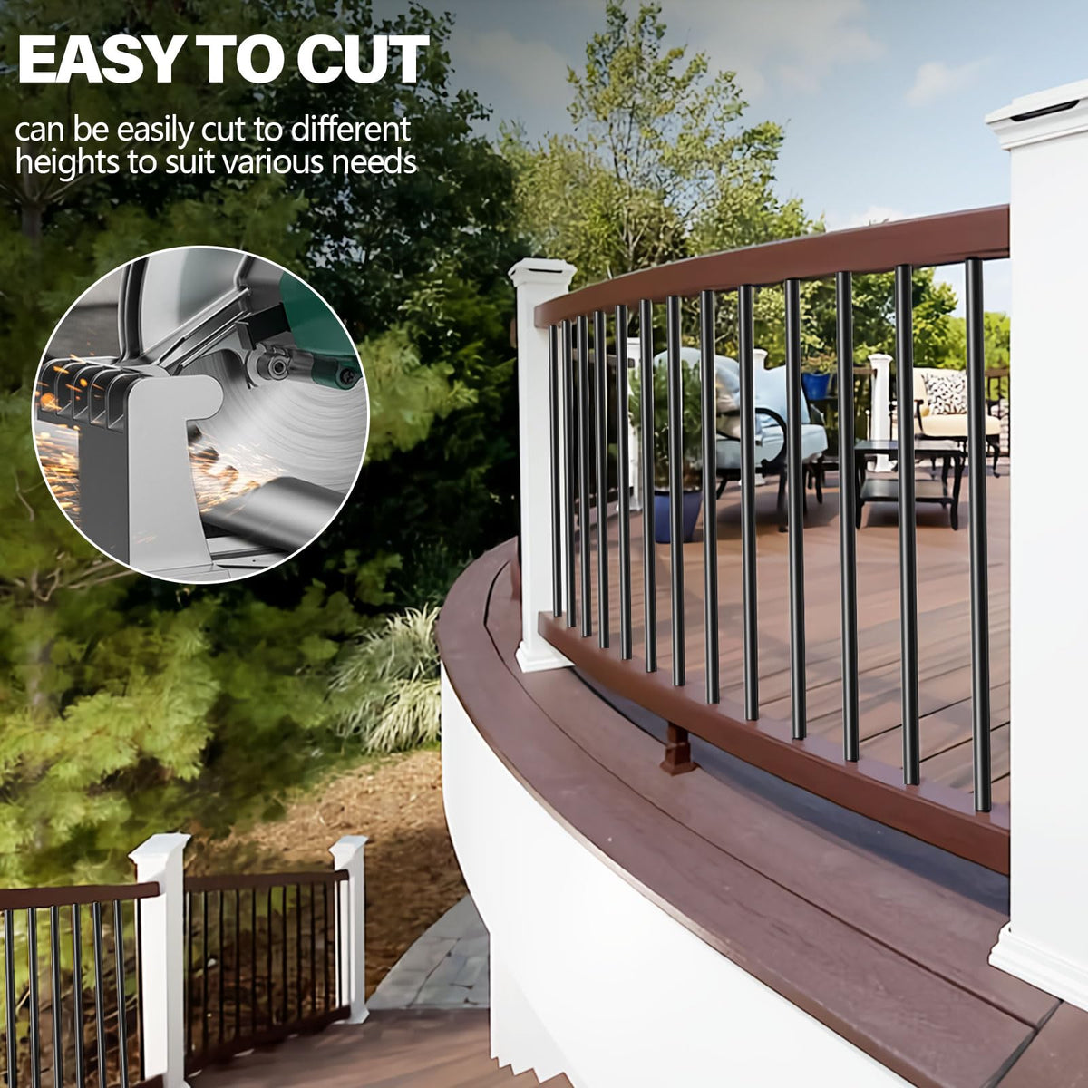101 Pack 36" Round Black Aluminum Deck Balusters S44976