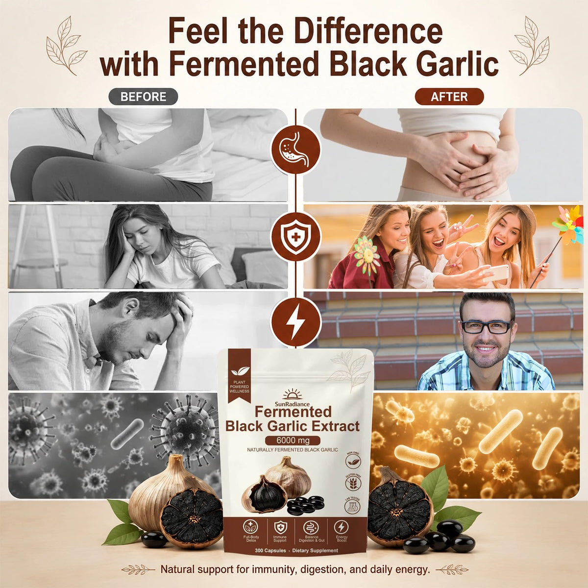 Black Garlic Extract Vegan Non-GMO 300 Softgels M436983