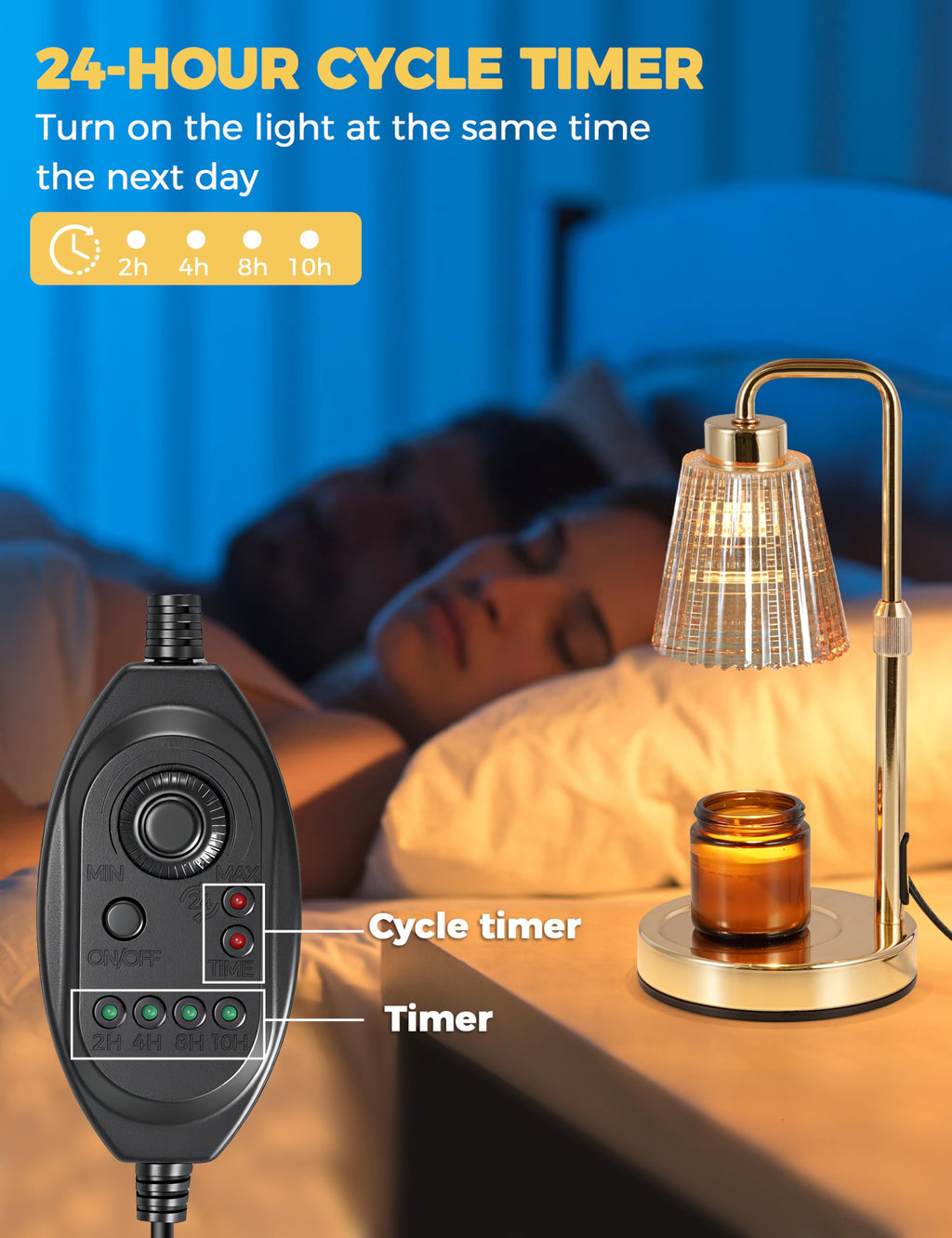 Gold Candle Warmer Lamp with Timer, Dimmable Wax Melt Warmer W888916