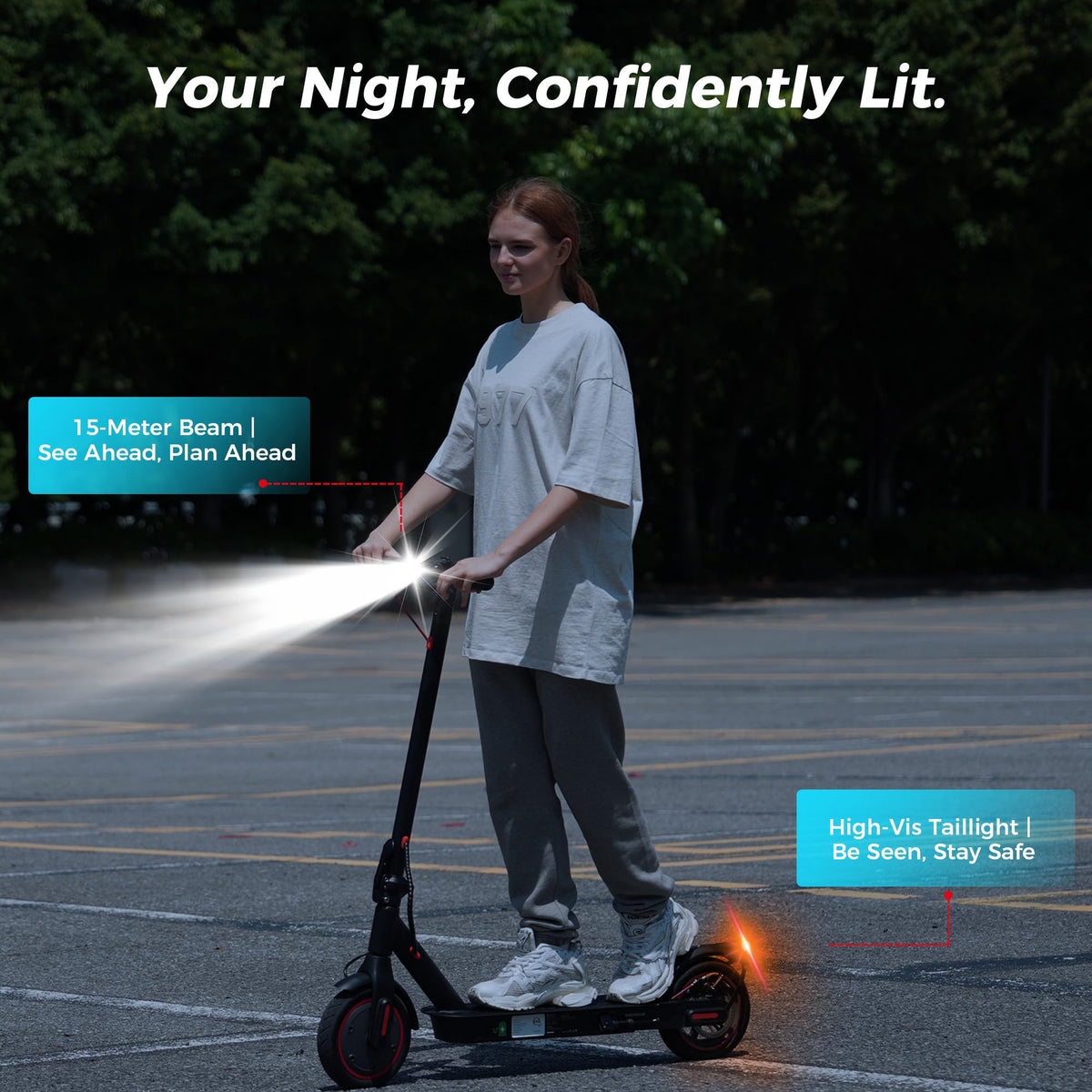 Electric Scooter 18Miles Max Range 19 Mph Foldable 8.5'' Solid Tire T251641