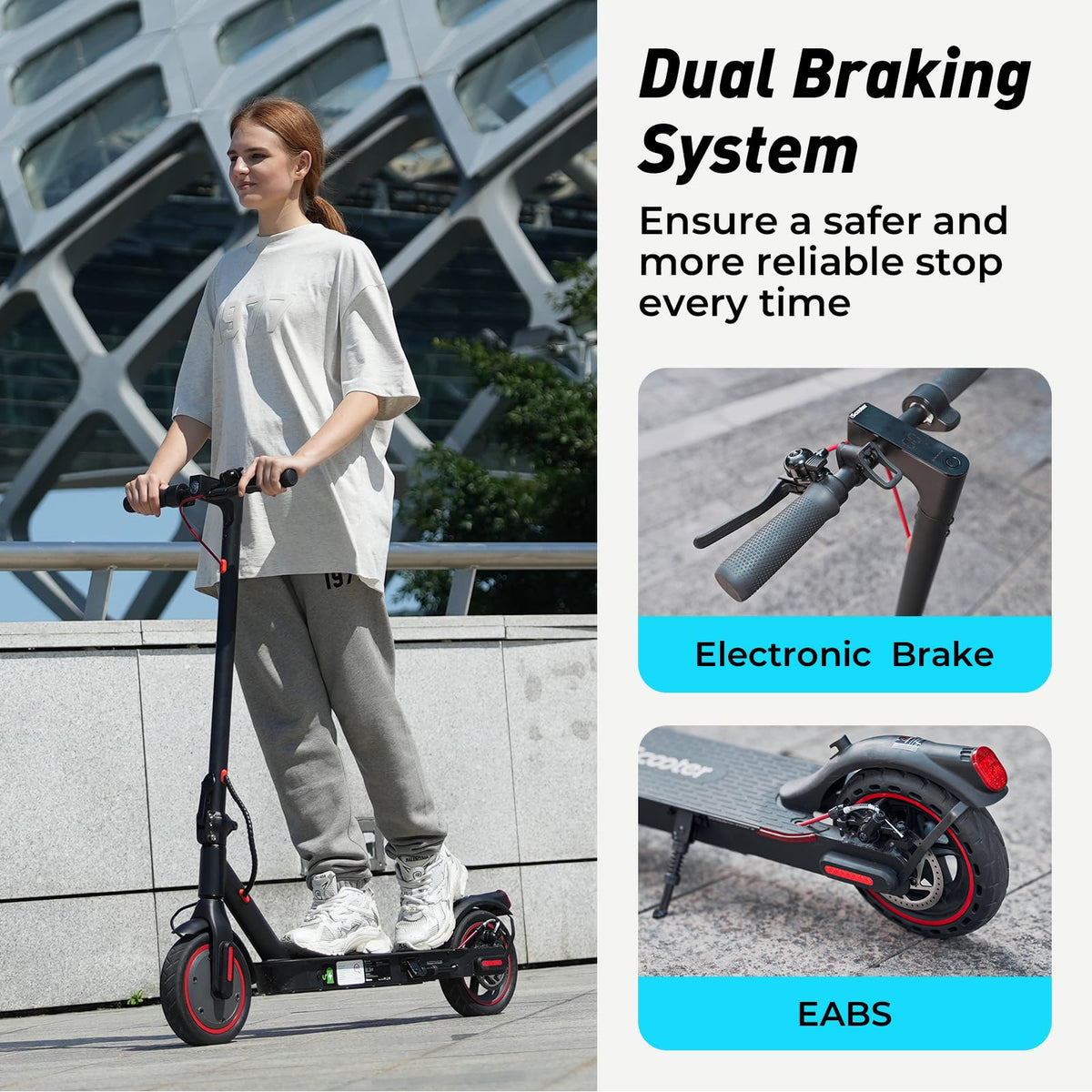 Electric Scooter 18Miles Max Range 19 Mph Foldable 8.5'' Solid Tire T251641