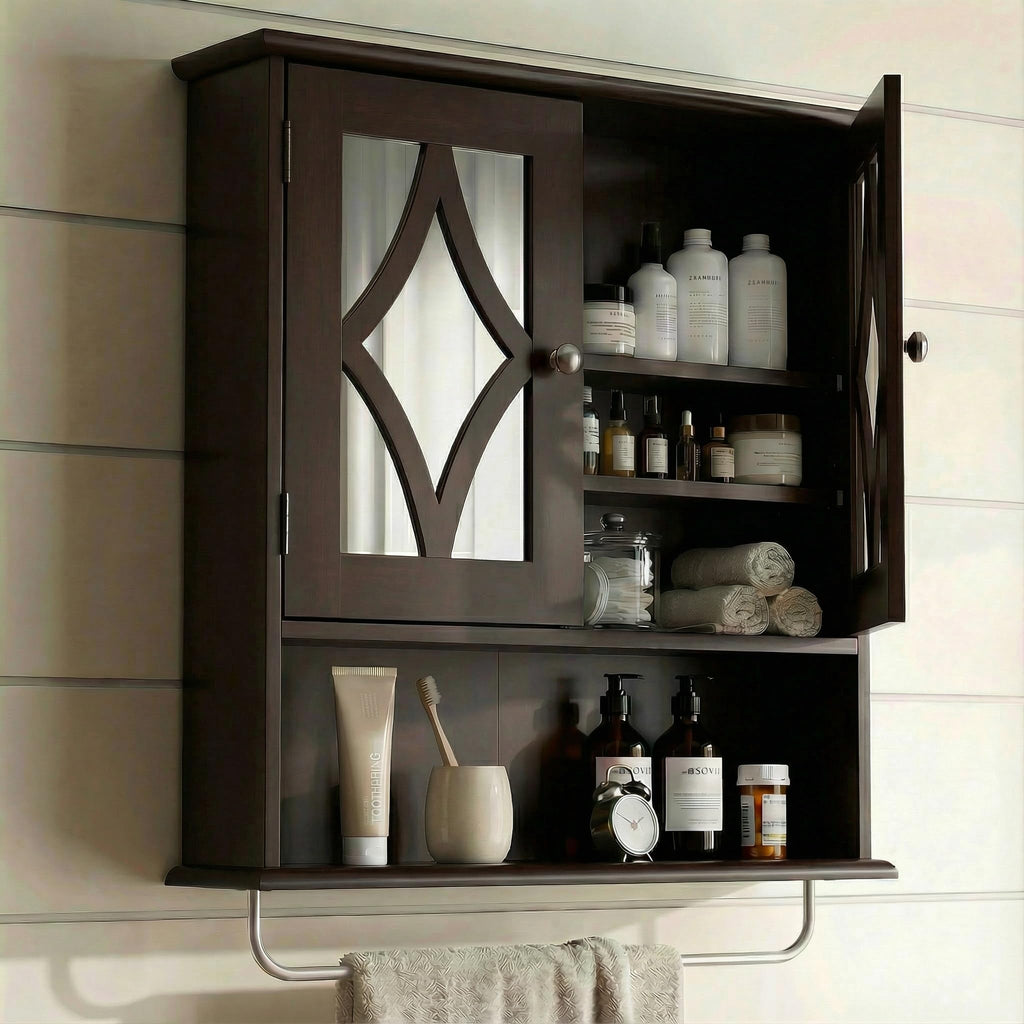 Wall Mounted Bathroom Medicine Cabinet with Towel Rack 22x25 inch D38693