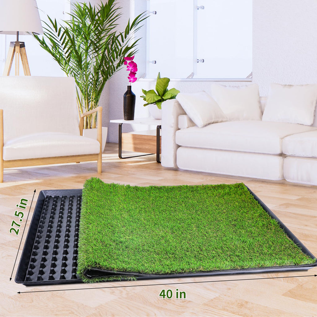 Dog Grass Pad with Tray 40''X27.5'' Artificial Turf Potty N297906