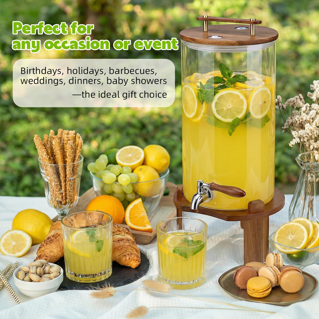 2.1 Gallon Glass Beverage Dispenser with Stand and Stainless Steel Spigot J7757