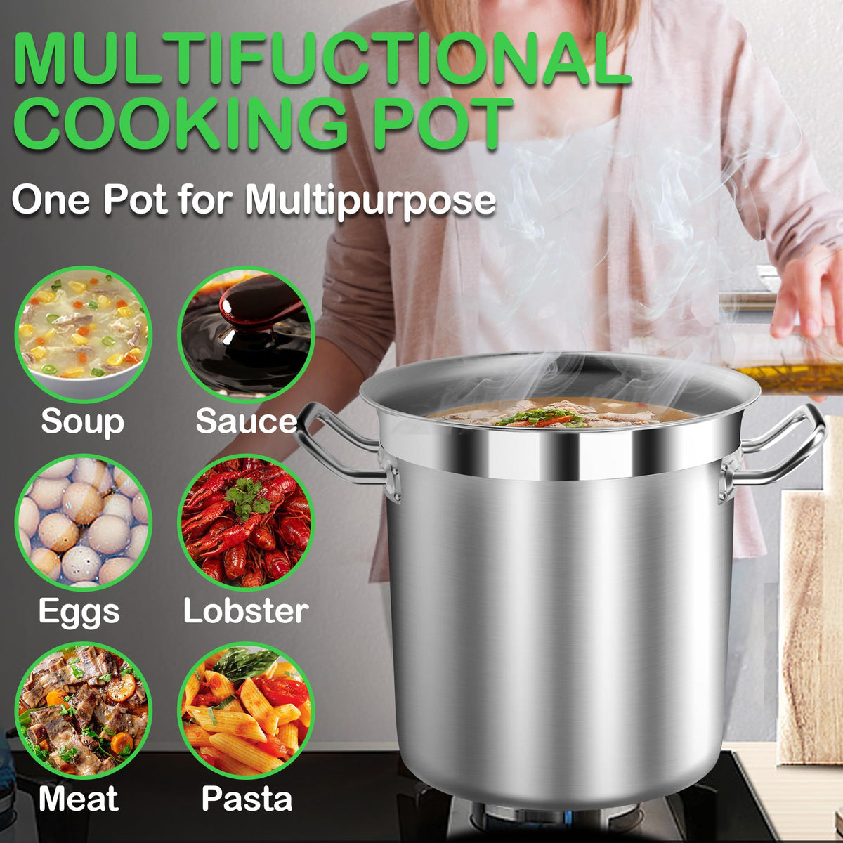 40 Quart Stainless Steel Stockpot with Lid O863943