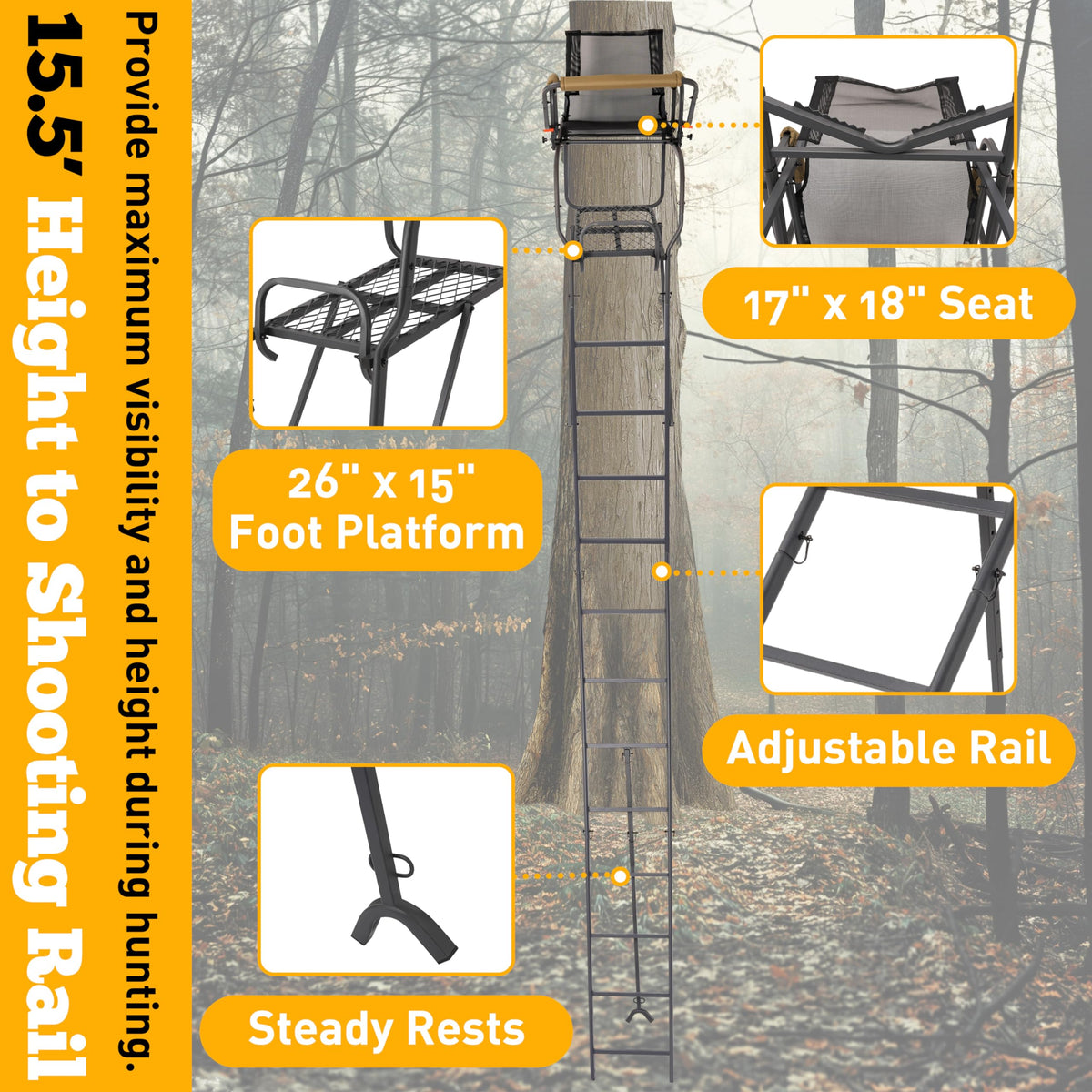 Ladder Tree Stand with Mesh Seat U173198